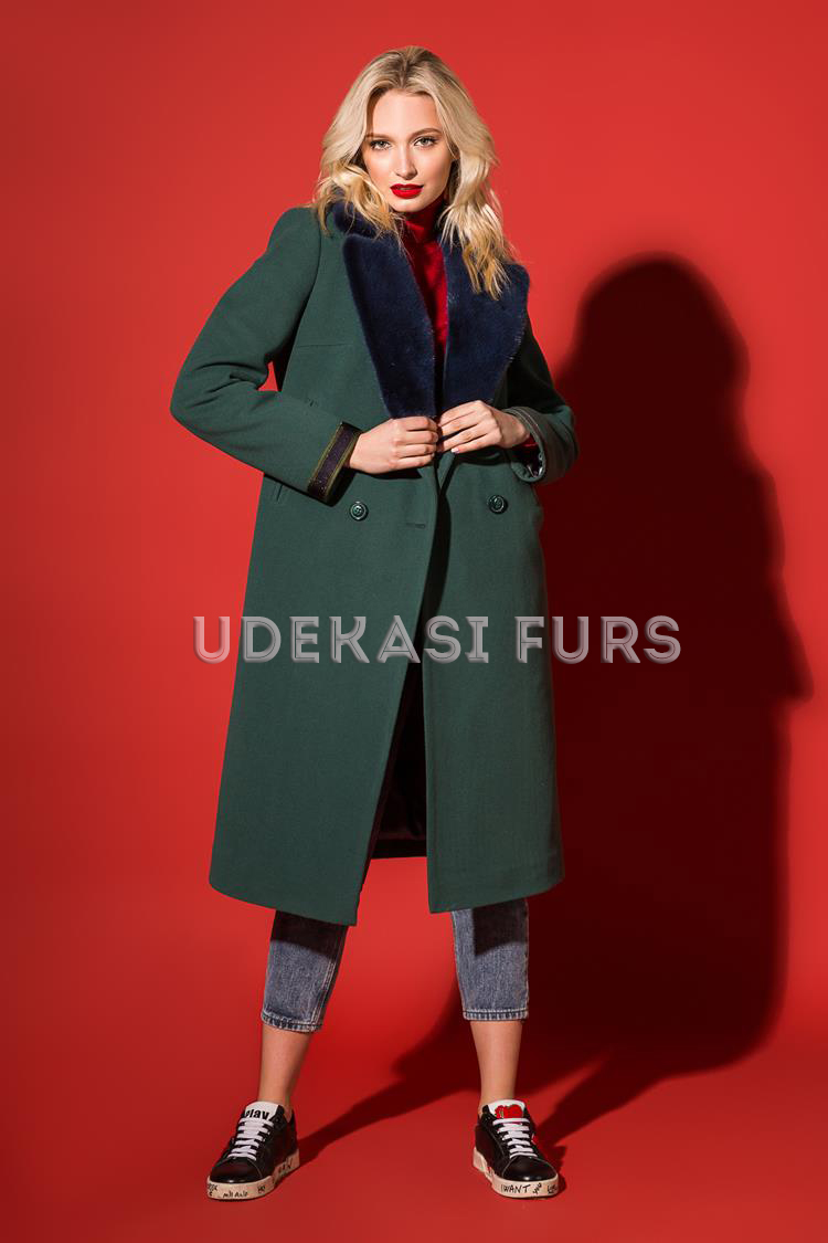 Пальто кашемировое с мехом скандинавской норки 9065-03 Udekasi Furs 