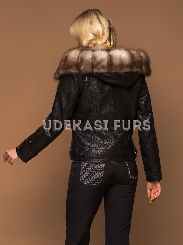 Картинка Кожаная куртка с мехом каменной куницы 5411-12 от магазина  Udekasi Furs  - #2