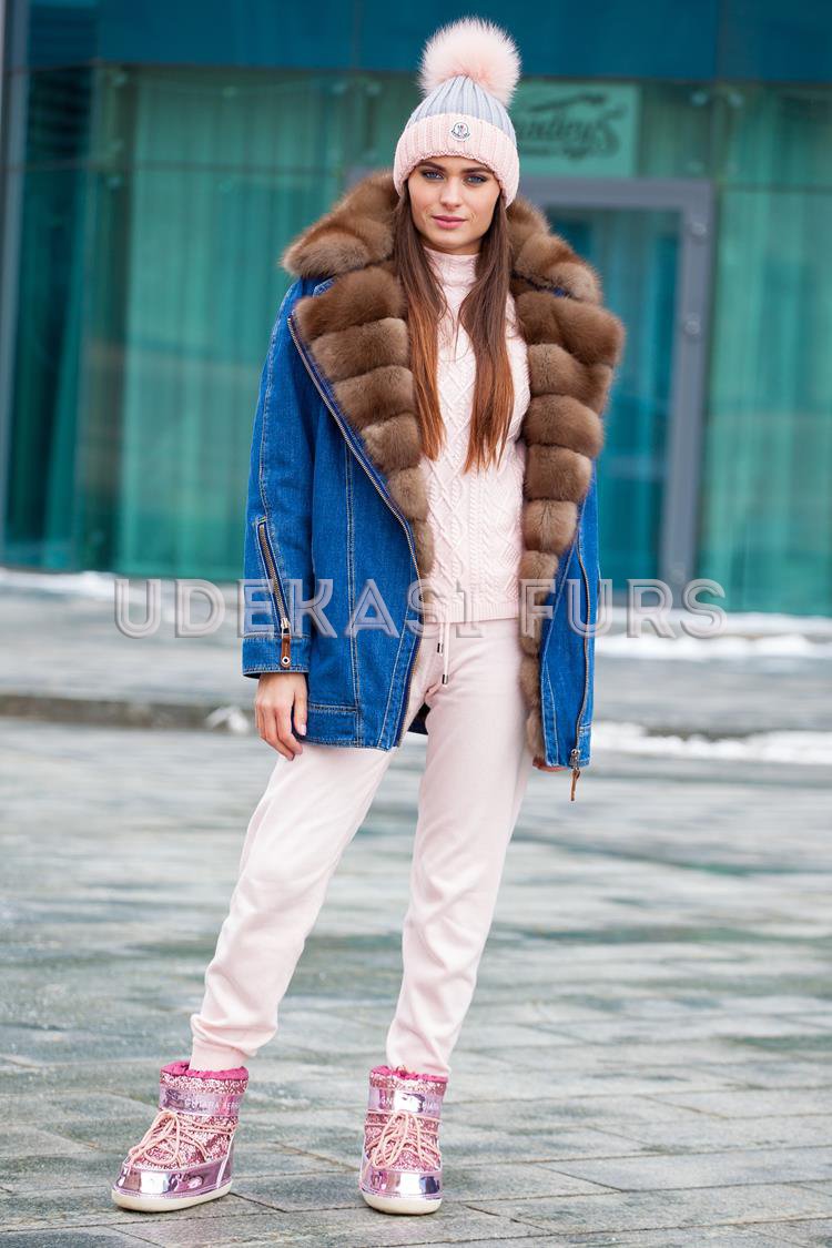 Джинсовая куртка с мехом куницы 5374-01 от магазина Udekasi Furs - #1